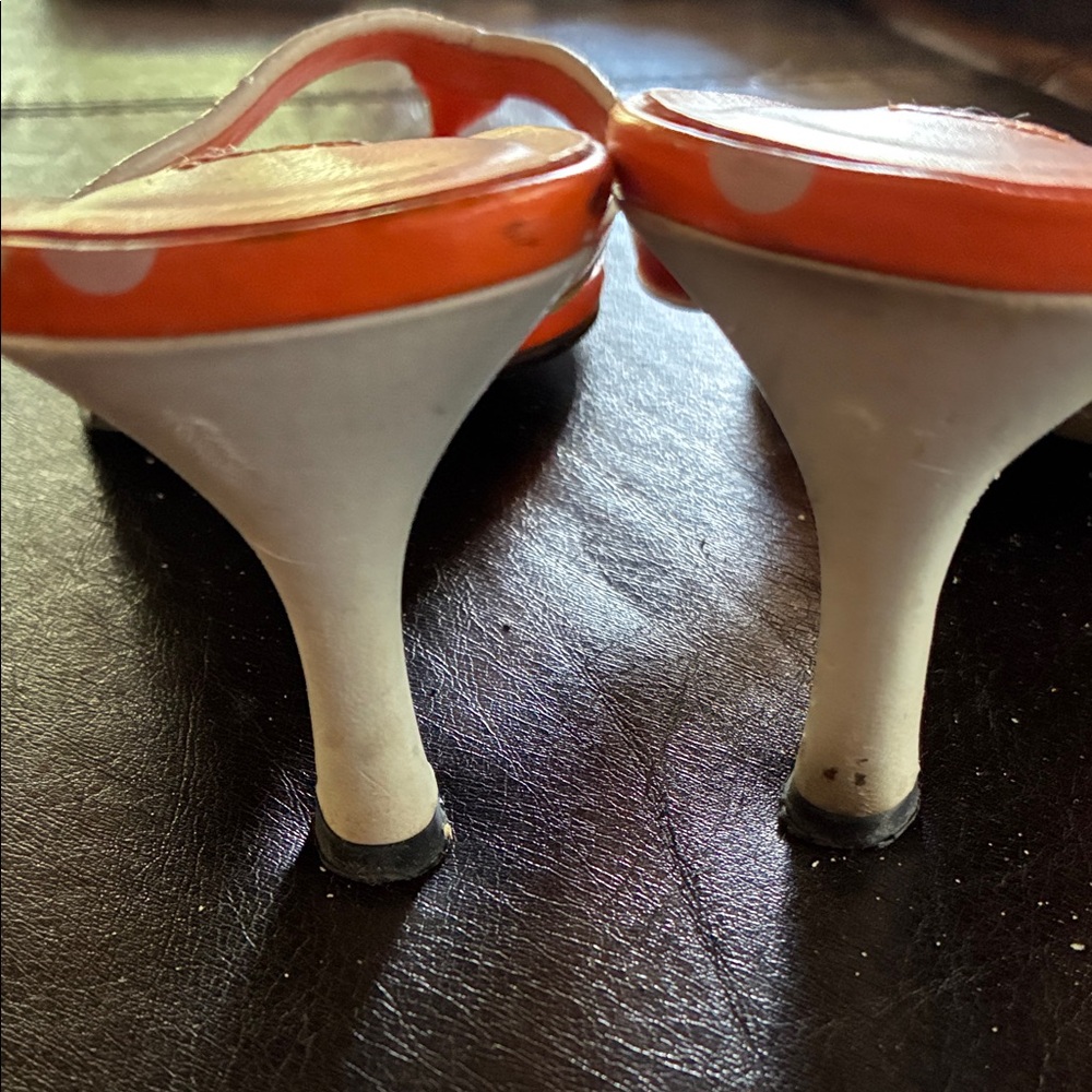 Michael Antonio Orange and White Polka Dot Sandals - Picture 4 of 4